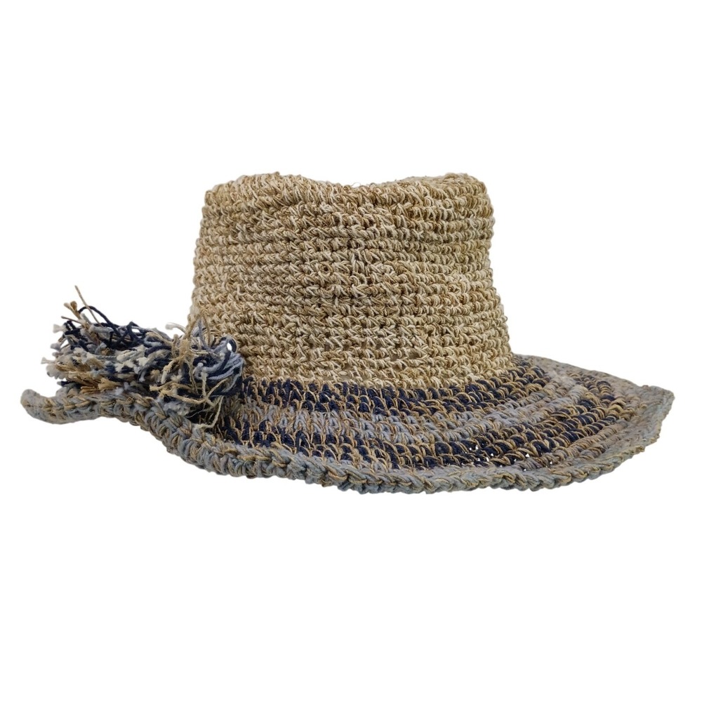 Earth Divas Women's Woven Crochet Hemp Cotton Sun Beach Hat Bohemian Floppy OSFM